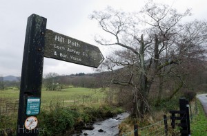 Ben Venue signpost. A rarity in Scotland this path is pretty much way-marked right up to high levels