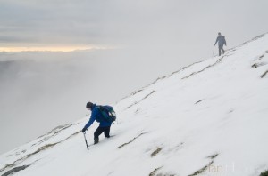 Ian Homer Photography. Some snow drifts are knee-deep on the descent of Ben Lomond