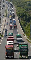 60 Lorry Drivers on a go-slow on the M4 at Sarn Park, Bridgend